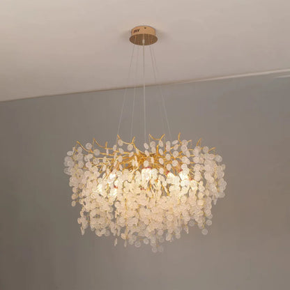 Żyrandol kryształowy WALTZ Serenade, 8x G9, złoty, 60 cm, regulowana wysokość 