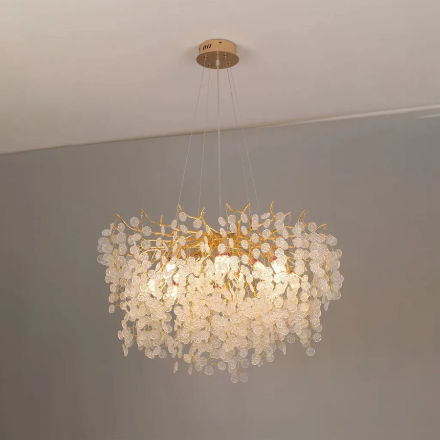 Żyrandol kryształowy WALTZ Serenade, 8x G9, złoty, 60 cm, regulowana wysokość 