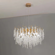Żyrandol kryształowy WALTZ Cascade, 9x G9, złoty, 60 cm, regulowana wysokość