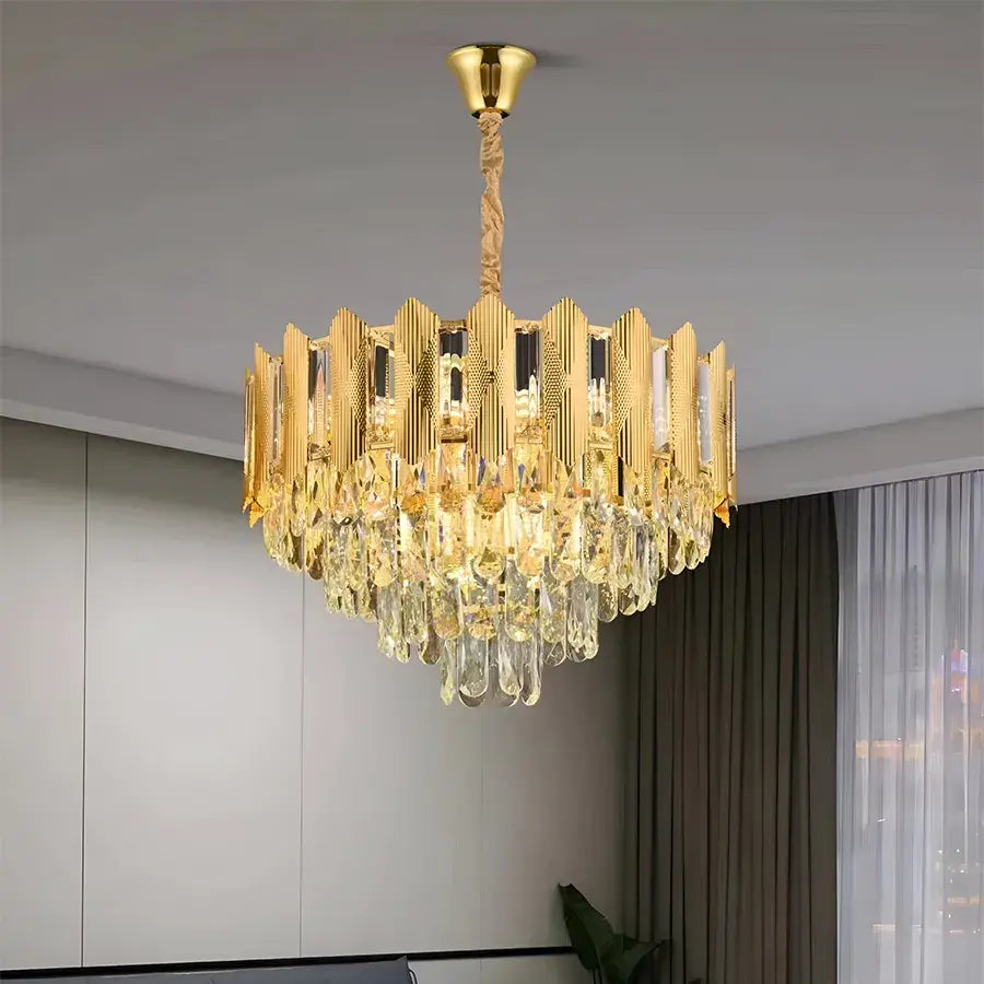 BUCKINGHAM Nobile Kryształowy Żyrandol 5xE14, Średnica 40cm, Złoty, Regulowana Wysokość