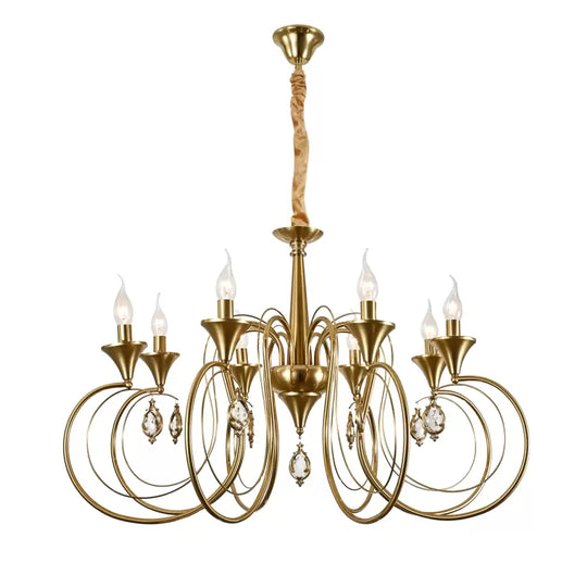 Żyrandol kryształowy Frederick 8xE14, średnica 52cm, złoty, regulowana wysokość Klasyczne żyrandole Domyślny tytuł Alessandro Design