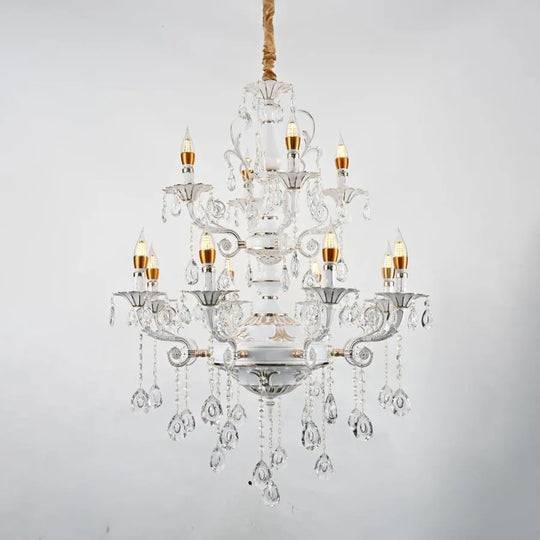 Żyrandol kryształowy Bruhier 12x E14, średnica 75cm, biały ze złotem, regulowana wysokość Klasyczne żyrandole Domyślny tytuł Alessandro Design