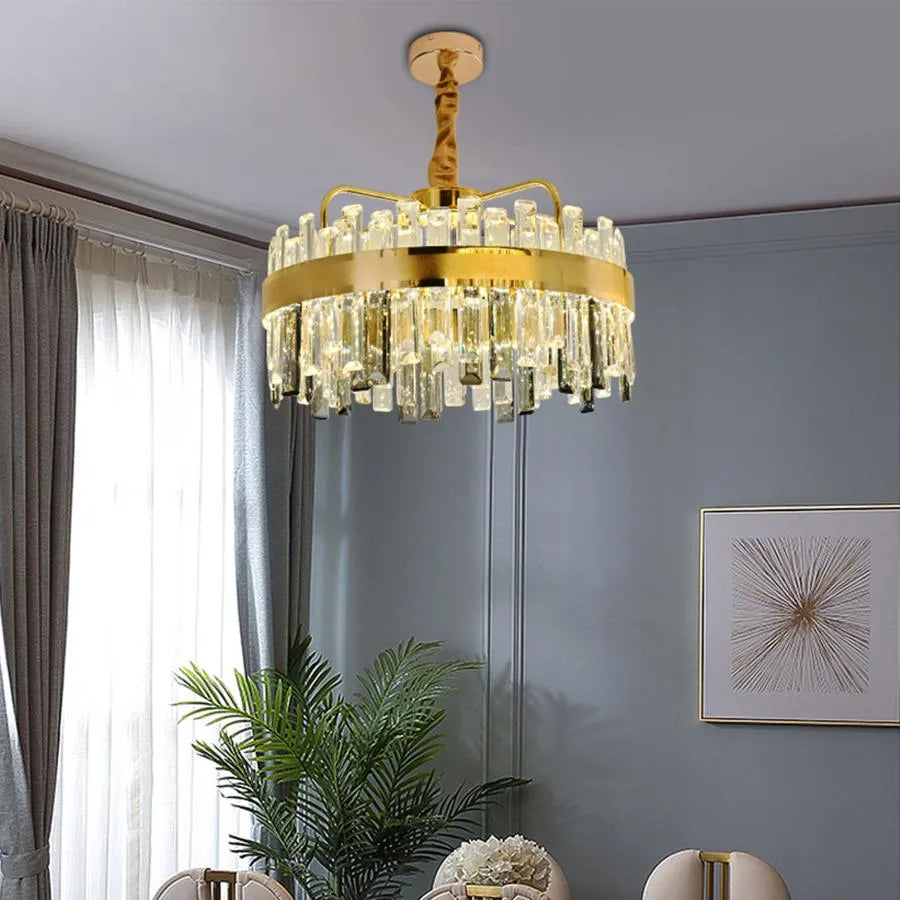 Żyrandol LED Achim z pilotem, 120W, ściemnialny, średnica 50cm, złoty