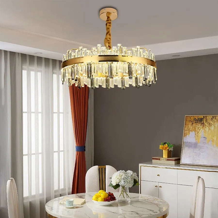 Żyrandol LED Achim z pilotem, 200 W, średnica 80 cm, złoty, ściemnialny 