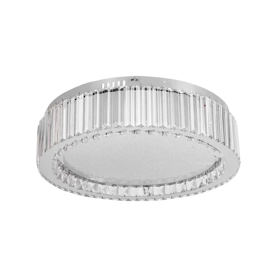 Żyrandol LED z pilotem i kryształem MADOX 28W, zimne/ciepłe/neutralne światło, ściemnialny, srebrny 