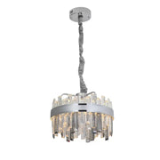 Żyrandol kryształowy LED z pilotem Melvin 112W, ściemniany, średnica 50 cm, srebrny