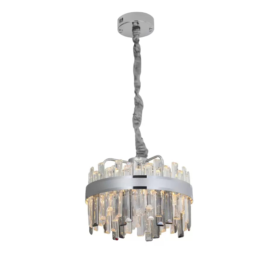 Żyrandol kryształowy LED z pilotem Melvin 112W, ściemniany, średnica 50 cm, srebrny