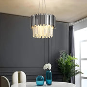 BLOIS Eleganza kryształowy żyrandol 8xE14, średnica 49cm, srebrny, regulowana wysokość