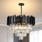 Żyrandol kryształowy BLOIS Eleganza 8xE14, średnica 49 cm, czarny, regulowana wysokość