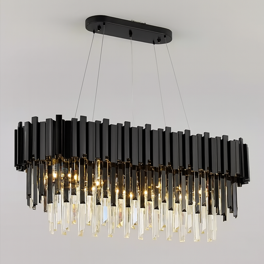 Żyrandol kryształowy BLOIS Eleganza 8xE14, średnica 49 cm, czarny, regulowana wysokość