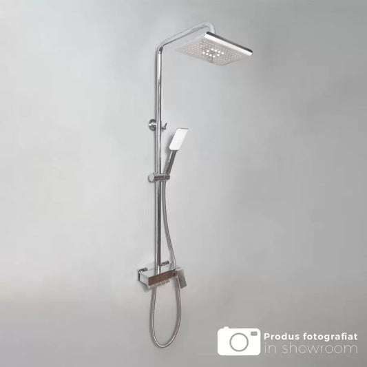 Kolumna prysznicowa z regulowaną słuchawką prysznicową i głowicą, mosiądz sanitarny, chrom, 9920