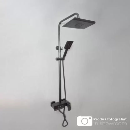 Kolumna prysznicowa z regulowaną słuchawką prysznicową i głowicą prysznicową, mosiądz sanitarny, czarny, 9920H