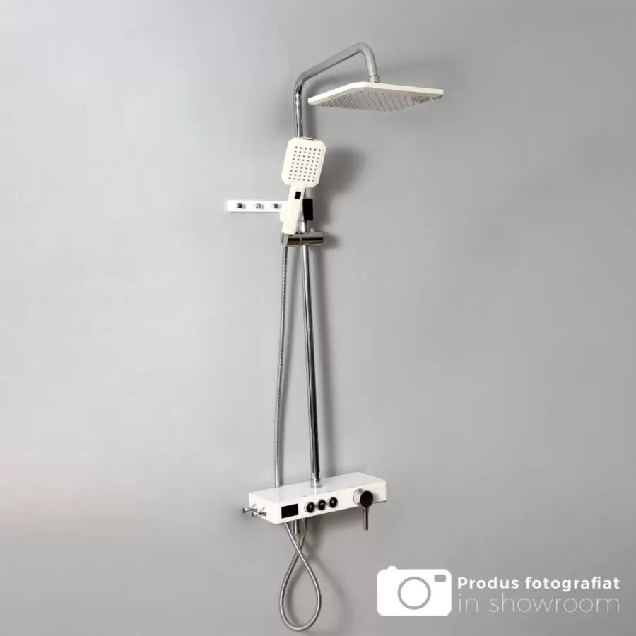 Kolumna prysznicowa LCD Wyświetlacz Stal nierdzewna Biały Srebrny SJG/007