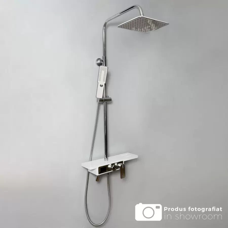 Kolumna prysznicowa, wyświetlacz LCD, stal nierdzewna, biały/srebrny, SJG/009