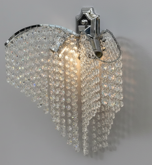 Lampa kryształowa Sapphire 2x E27 Błyszczący chrom, sznury kryształów