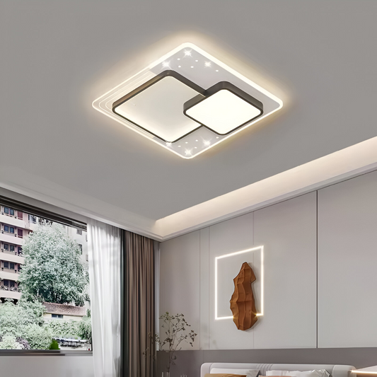 LED żyrandol z pilotem Velura Nocco, 125W, 3 kwadraty, zimno/gorące/neutralne światło, niestabilne, czarne