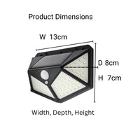 Lampa Solarna z Czujnikiem Ruchu, 100 Diod LED, 20 W, IP.65, Czarna