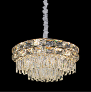 Candelabru Cristal LUCENT Regalis 22xE14, D80 cm, Auriu, Inaltime Reglabila, Metal si Cristal