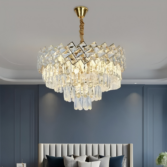 Żyrandol kryształowy WINDSOR Nobile 5xE14, średnica 40 cm, błyszczące złoto, regulowana wysokość