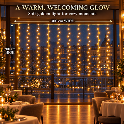 Kurtyna świetlna LED Instalacja świąteczna, ciepłe światło, 300 x 200 cm, 192 diody LED