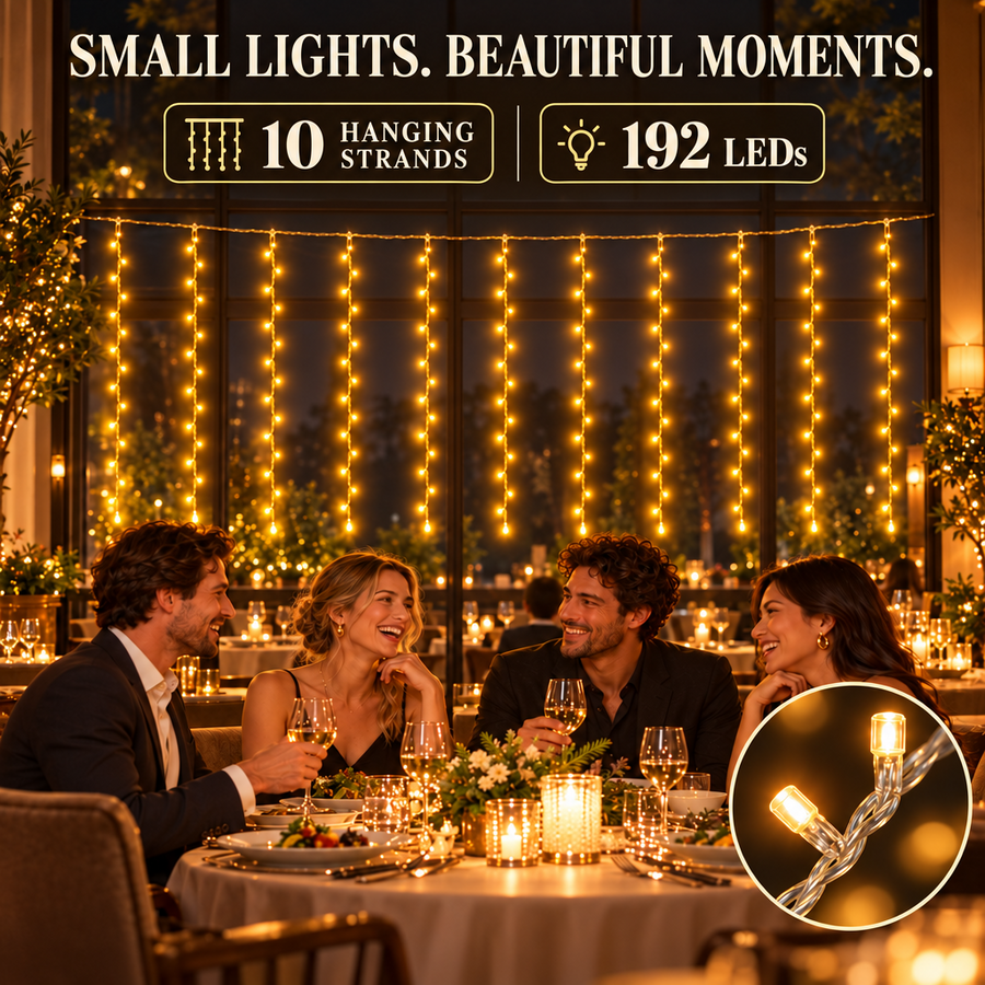 Kurtyna świetlna LED Instalacja świąteczna, ciepłe światło, 300 x 200 cm, 192 diody LED
