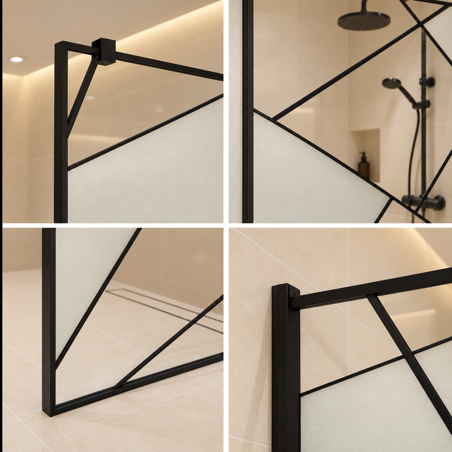 VELIA Kabina prysznicowa typu Walk-In, 70x195cm, metalowa, przezroczysta i czarna