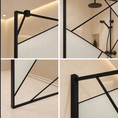 VELIA Kabina prysznicowa typu Walk-In, 90x195cm, metalowa, przezroczysta i czarna
