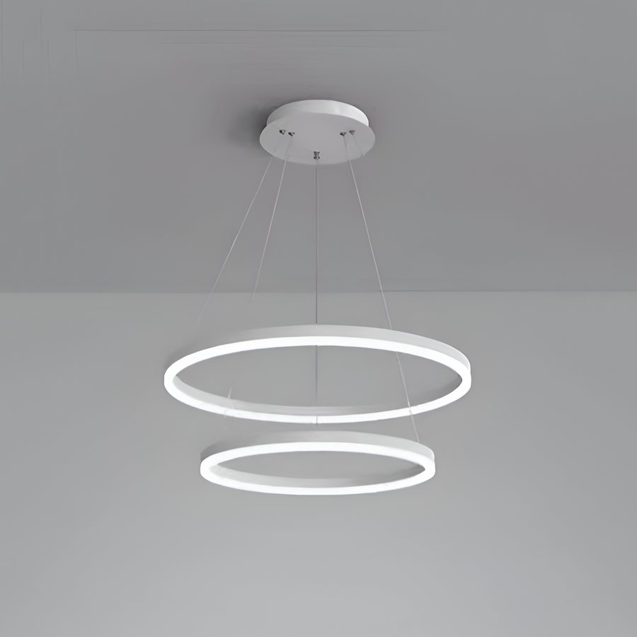 LED żyrandol LED zawieszony z pilotem Christine, 69W, 2 kół, zimno/gorące/neutralne światło, niestabilne, białe, regulowana wysokość