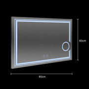 Lustro prostokątne LED, 80x60cm, zimne światło, CANTO Touch, system odmgławiania, możliwość ściemniania