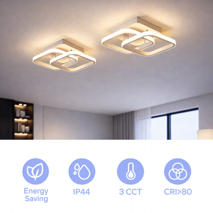 Żyrandol LED VERTEX Matrix, nakładające się diamenty, metalowe ramki, 11W, 2 diamenty, światło zimne/ciepłe/neutralne 3000K/4000K/6000K, biały