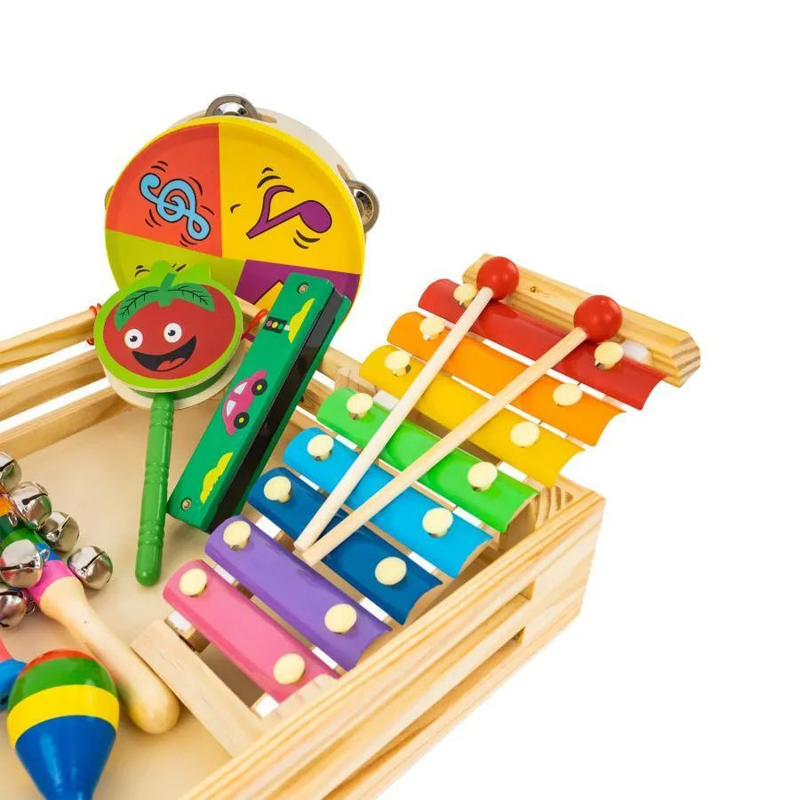Kreatywne pudełko do gry z instrumentami muzycznymi, 8 elementów, drewno