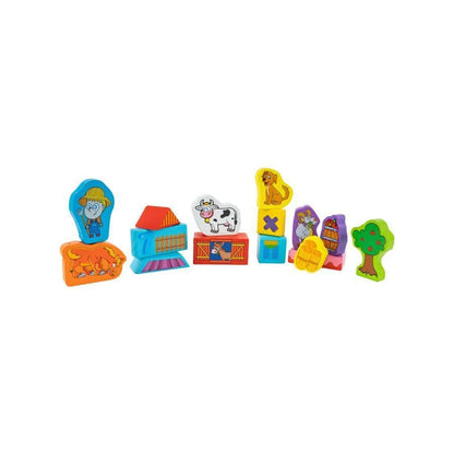Puzzle kostkowe Farm Animals do budowy, 100 elementów, drewno