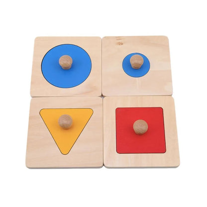 Gra planszowa trójkolorowa z figurami geometrycznymi, 8 elementów, drewno