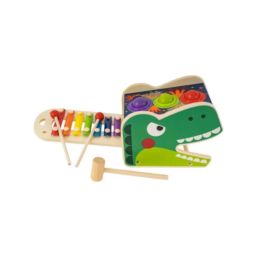 Kreatywna zabawka Mały dinozaur ksylofon, 7 elementów, drewno