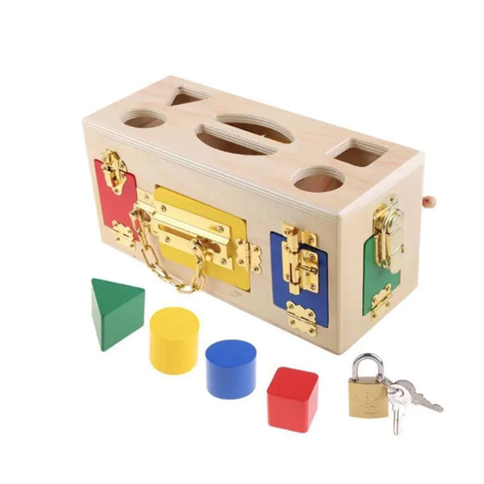 Montessori Edukacyjna Zabawka Blokada Kostka, 5 Elementów, Wielokolorowa, Drewno