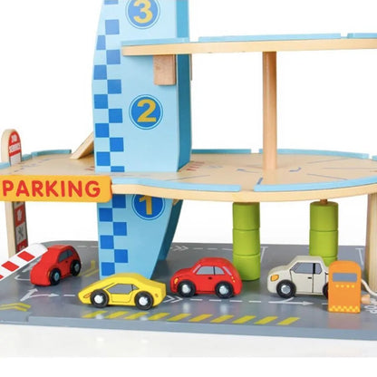 Zabawka Parking Samochodowy, 30 Elementów, Wielokolorowy, Drewno