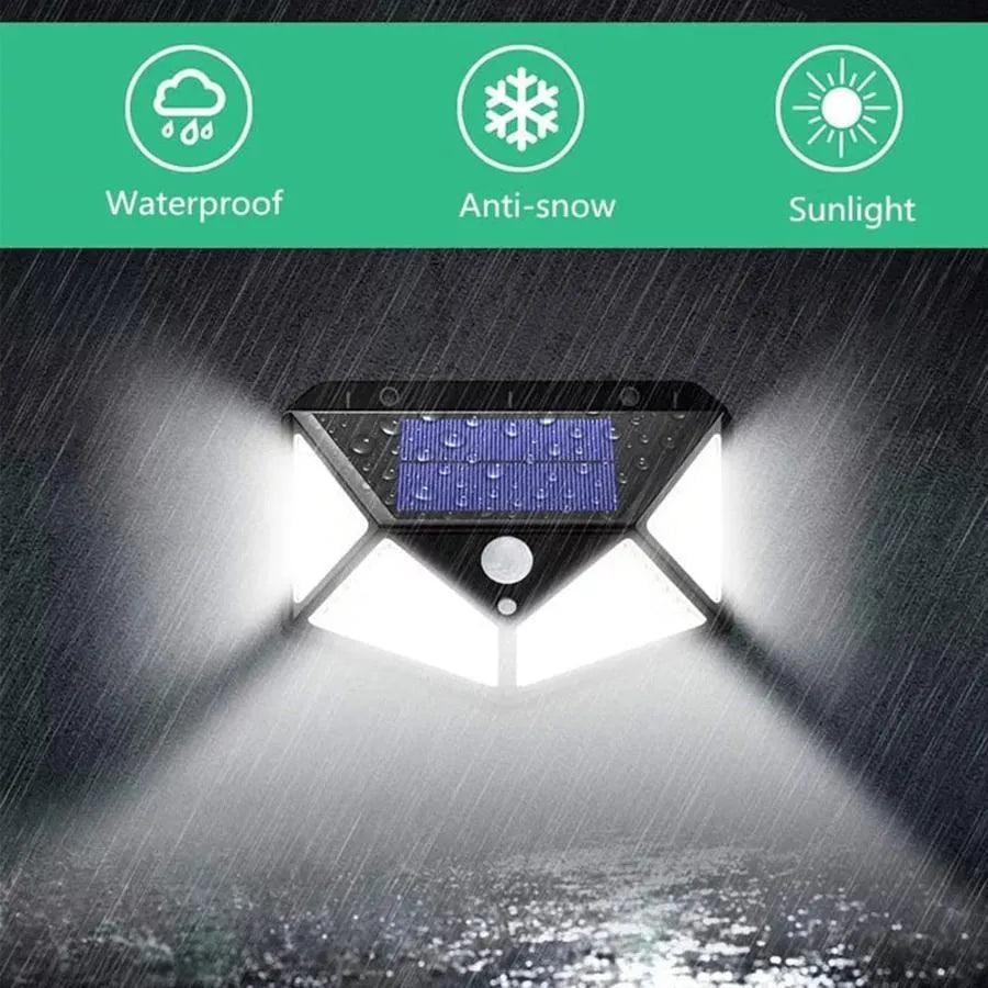 Lampa Solarna z Czujnikiem Ruchu, 100 Diod LED, 20 W, IP.65, Czarna