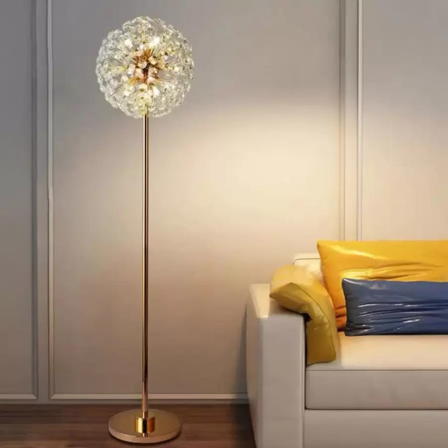 Kingston Lampa podłogowa kryształowa 8x G9 złota