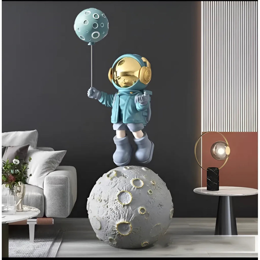 Lampa podłogowa LED Astronaut w kolorze niebieskiej żywicy