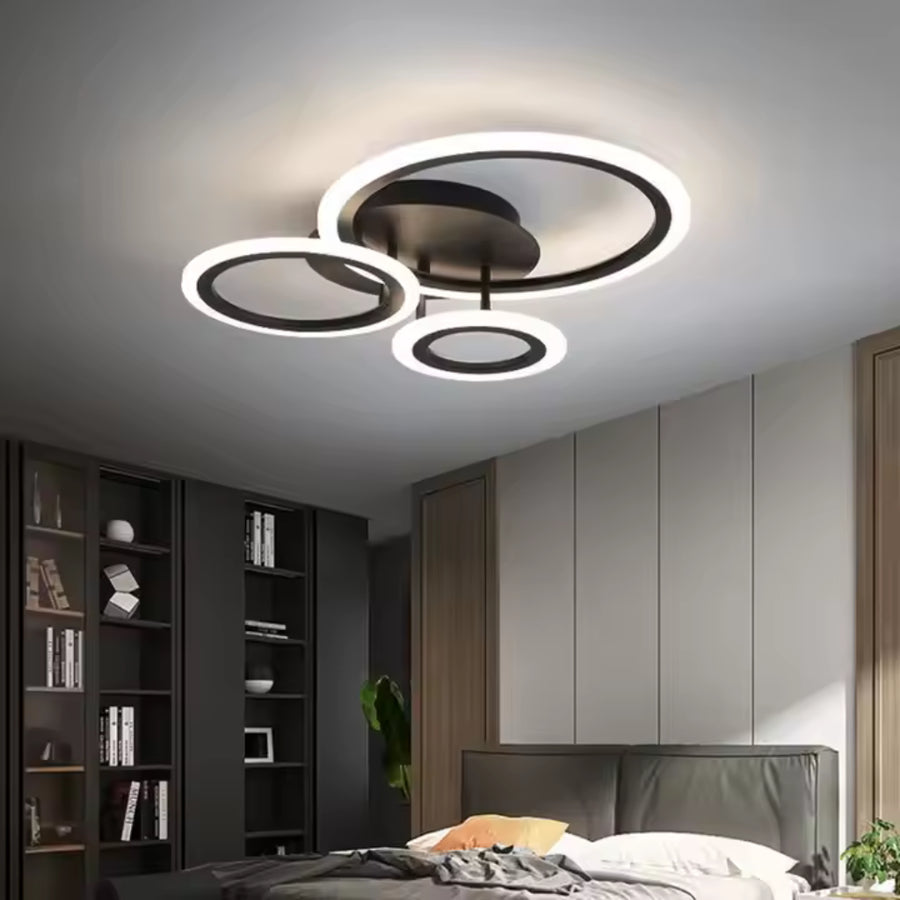 Żyrandol LED BETTY 41W z pilotem, 3 okręgi, światło zimne/ciepłe/neutralne, ściemnialny, czarny