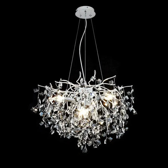 Kryształowy żyrandol Konnan 6 * E14 Średnica 60 cm Biały kryształowy kandelabr Domyślny tytuł Alessandro Design