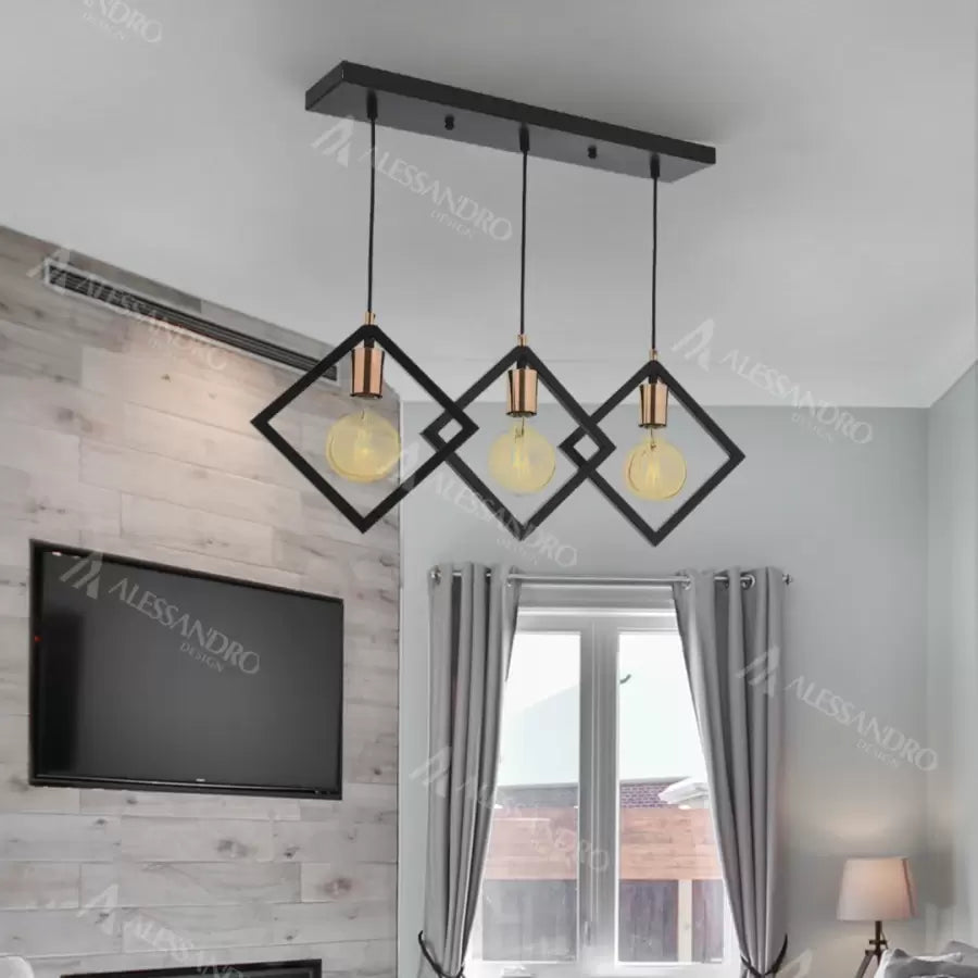 Żyrandol Fresi, 3*E27, Metal, Czarny