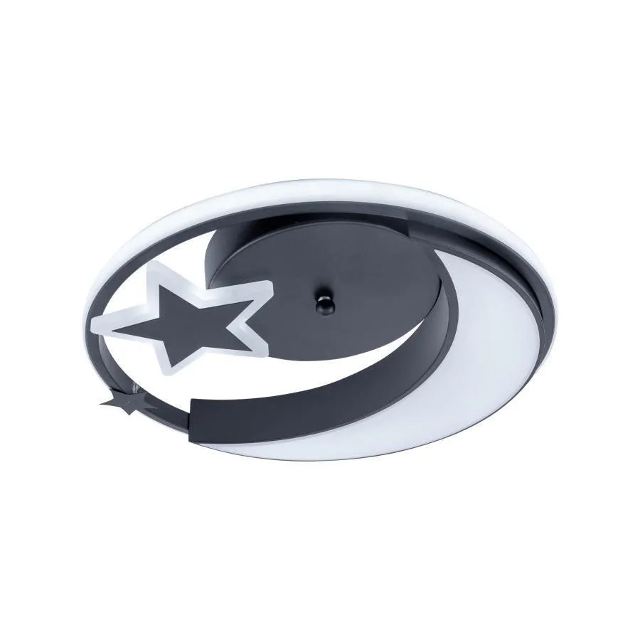Żyrandol LED z pilotem ALYONA 44W, Księżyc i Gwiazda, Światło zimne/ciepłe/neutralne, Ściemnialny, Czarny 