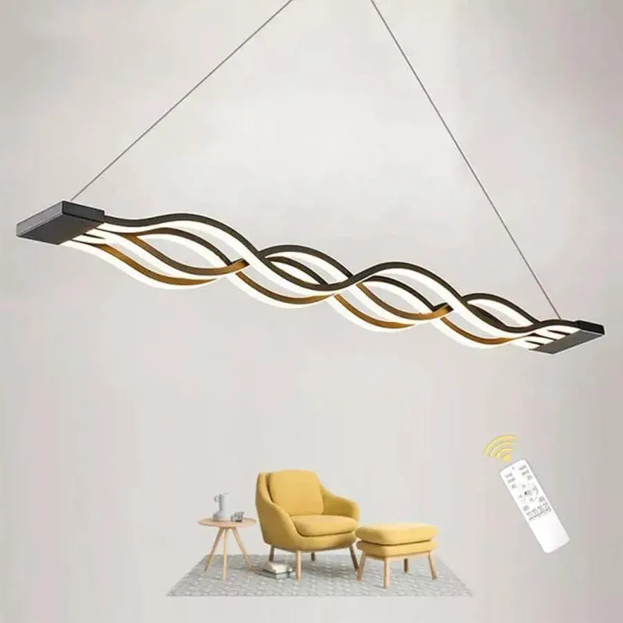 Żyrandol wiszący LED z pilotem WAVE, 100 W, regulowana wysokość, zimne/ciepłe/neutralne światło, ściemnialny, czarny