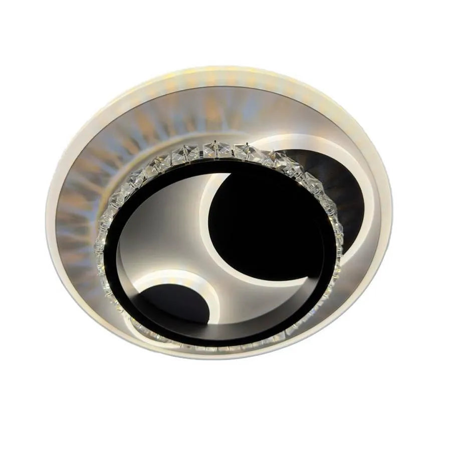 Żyrandol LED z kryształem ARIELLA 30W, okrągły, światło zimne/ciepłe/neutralne, czarny