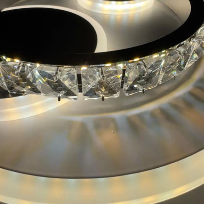 Żyrandol LED z kryształem ARIELLA 30W, okrągły, światło zimne/ciepłe/neutralne, czarny