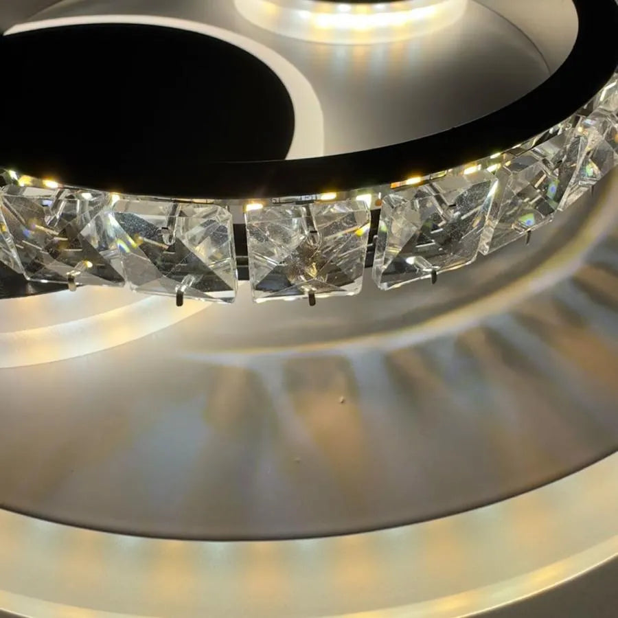 Żyrandol LED z kryształem ARIELLA 30W, okrągły, światło zimne/ciepłe/neutralne, czarny