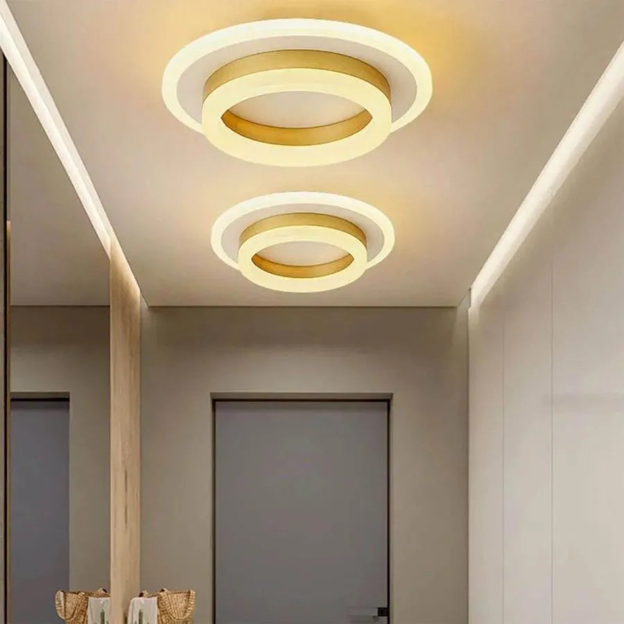 Żyrandol LED Rotonda SOLENA w kolorze białego złota, średnica 25 cm, 13 W, zimne/ciepłe/neutralne światło
