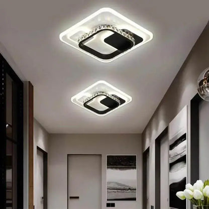 Żyrandol LED z kryształem ARIELLA 40W, kwadratowy, światło zimne/ciepłe/neutralne, czarny