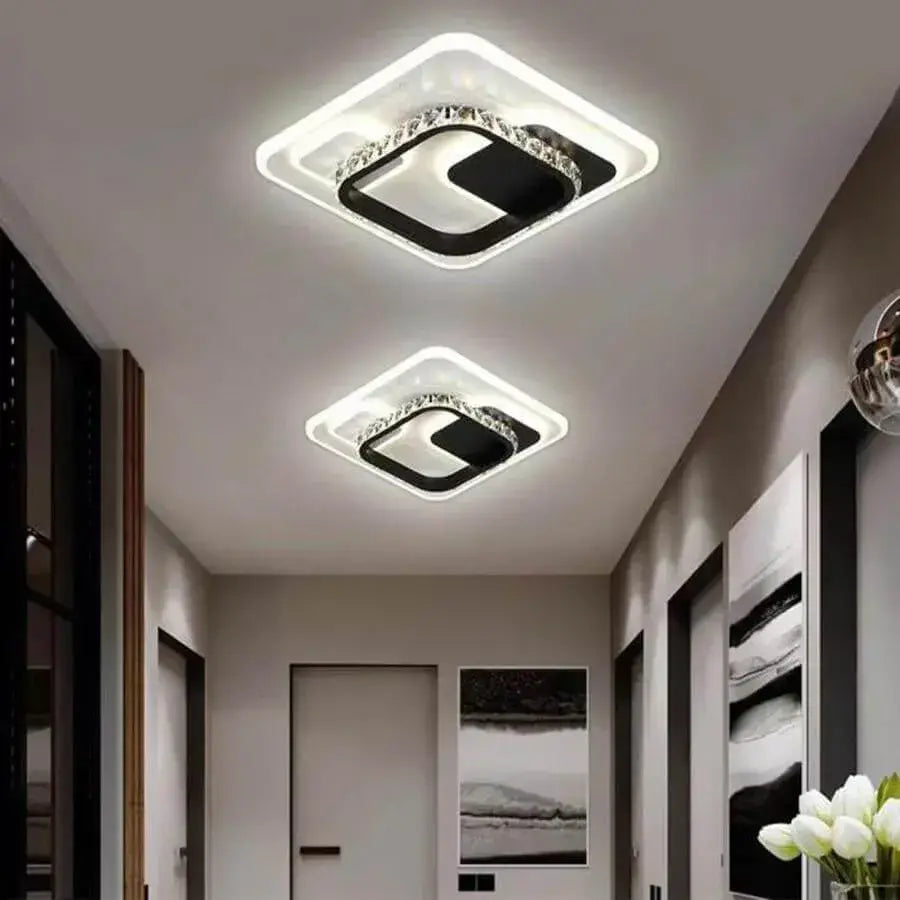 Żyrandol LED z kryształem ARIELLA 40W, kwadratowy, światło zimne/ciepłe/neutralne, czarny